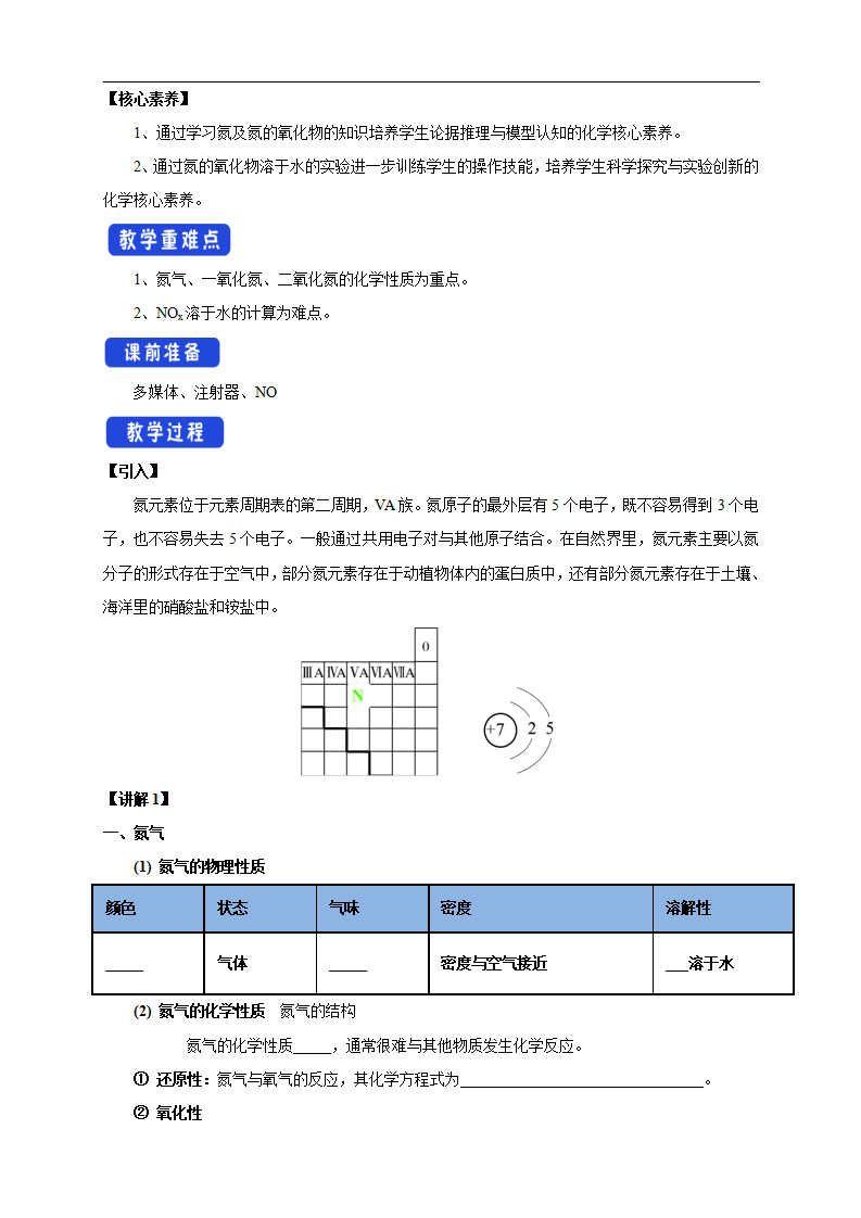 【新教材精创】5.2.1 氮气与氮的固定 一氧化氮和二氧化氮 教学设计（1）-人教版高中化学必修第二册_02.png