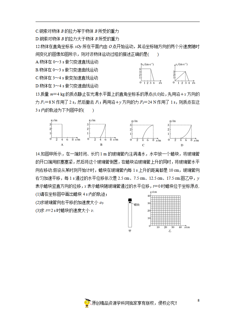 5.2 运动的合成与分解-2021-2022学年高中物理同步训练讲义（人教版2019必修第二册）原卷版）_08.png