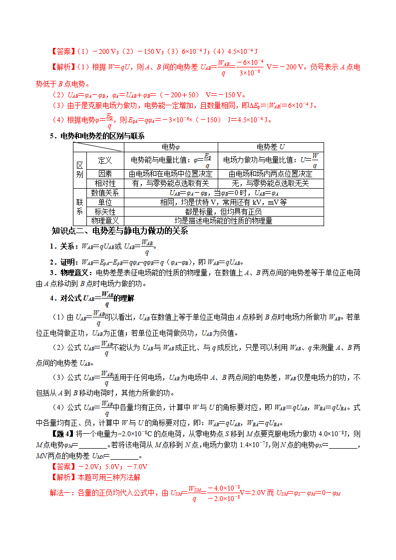 10.2 电势差2022-2023学年高一物理同步精品讲义（人教版2019版必修第三册（解析版）_02.png