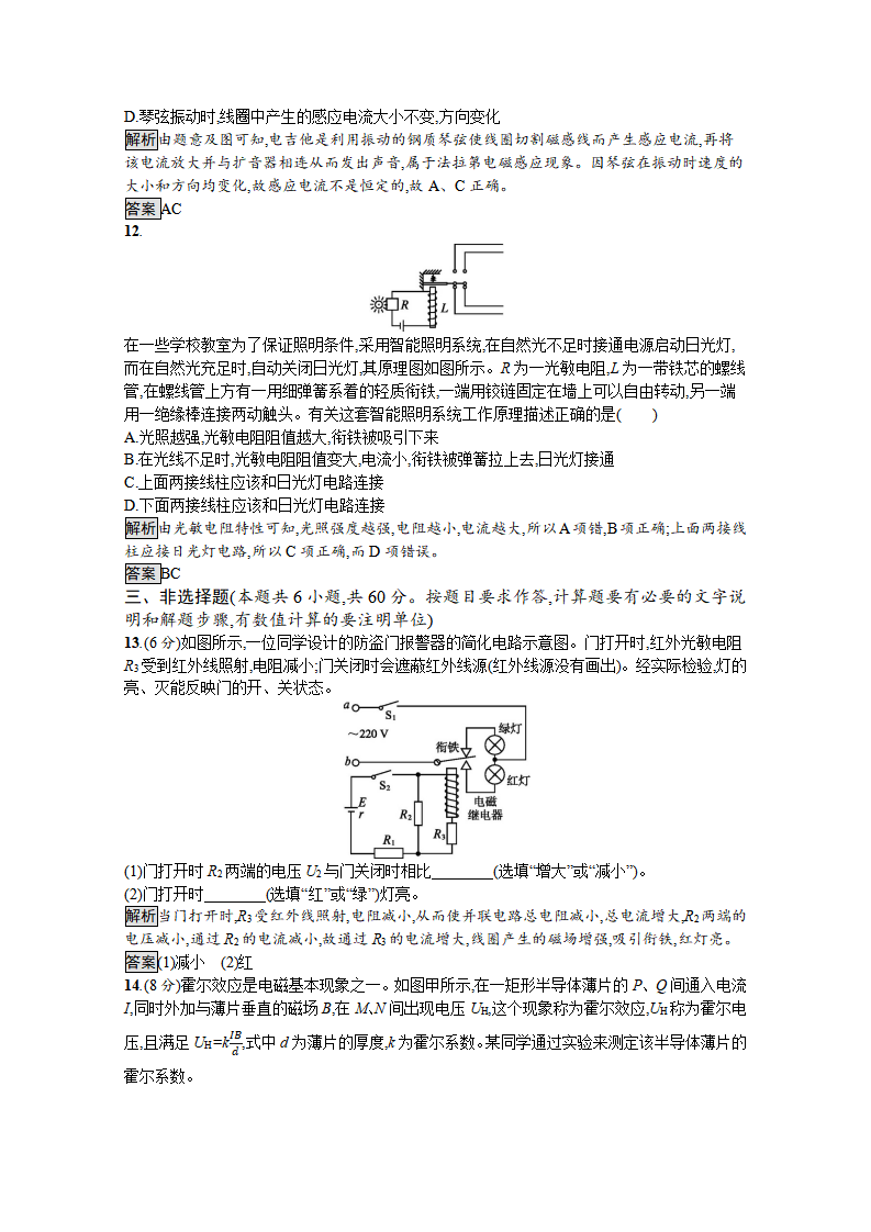 2020-2021学年新教材物理人教版选择性必修第二册课后提升训练：第五章　传感器 测评 Word版含解析【KS5U 高考】_05.png
