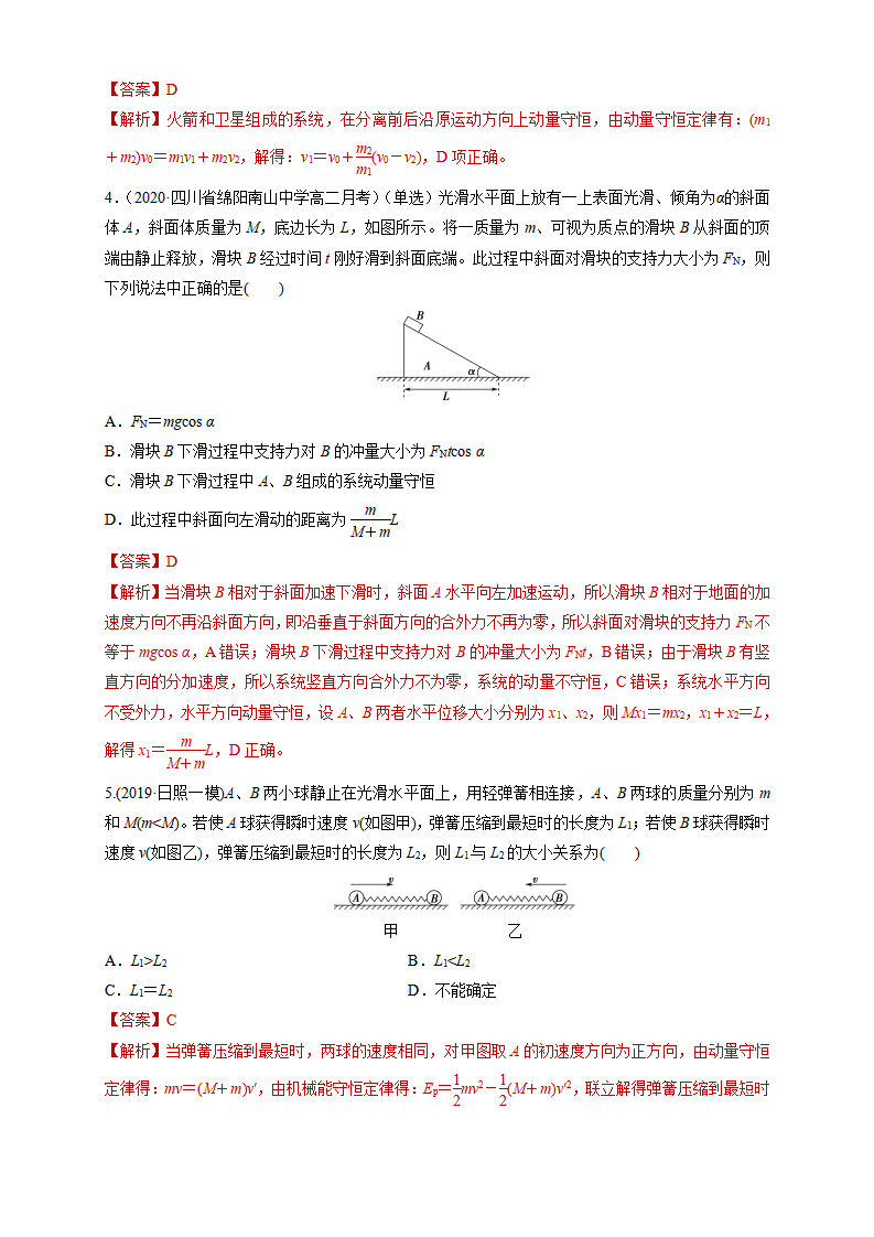 第一章、章末总结、动量守恒定律（同步练习）（解析版）-2020-2021学年高中物理新教材同步备课（人教版选择性必修第一册_02.png
