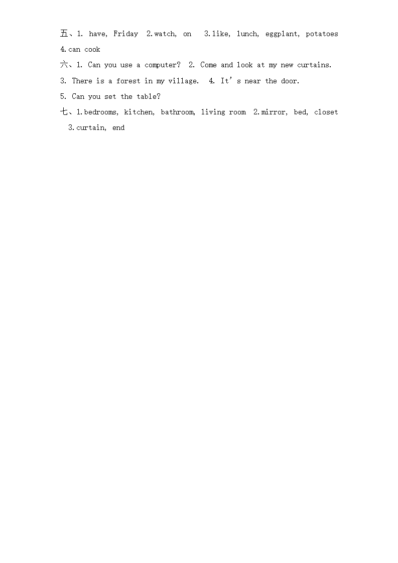 PEP版 5 年级英语上册：期末检测题  4 有答案（含听力材料）_06.png