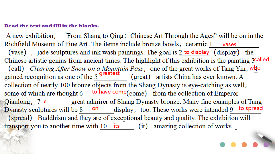 Unit 1 Art  Period 5 Using language2 Reading for writing 课件-【新教材精创】2020-2021学年高中英语新教材同步备课人教版选择性必修第三册）_11.png
