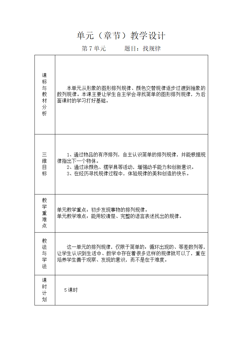 人教版一年级数学下册单元教学计划_07.png