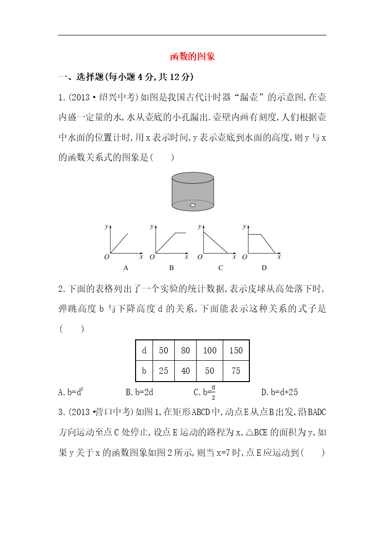 八年级数学下册知识点汇聚测试卷：函数的图象深入测试（含详解）_01.png