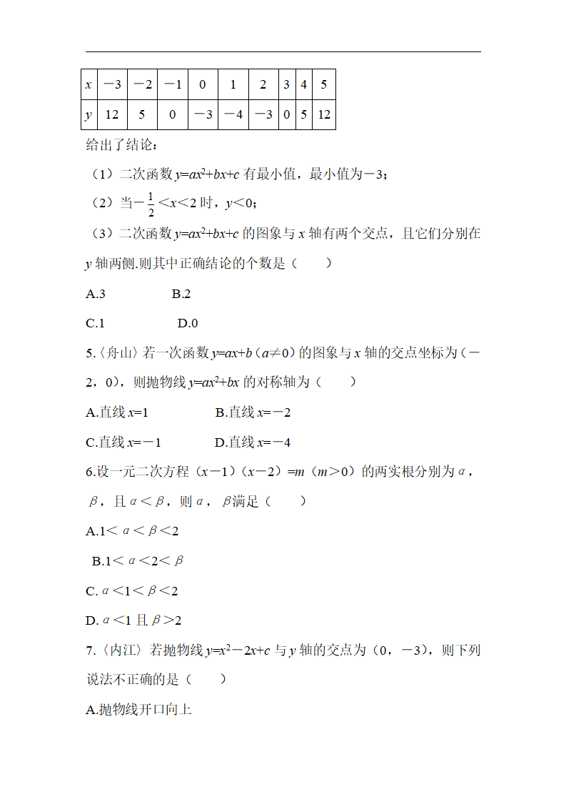 人教版数学九年级上册《第二十二章 二次函数》过关自测卷1_02.png