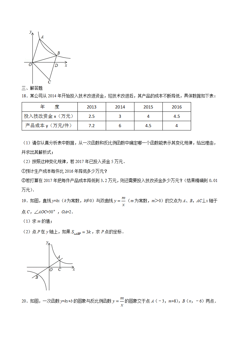 专题13 反比例函数-2年中考1年模拟备战2018年中考数学精品系列（原卷版）_34.png