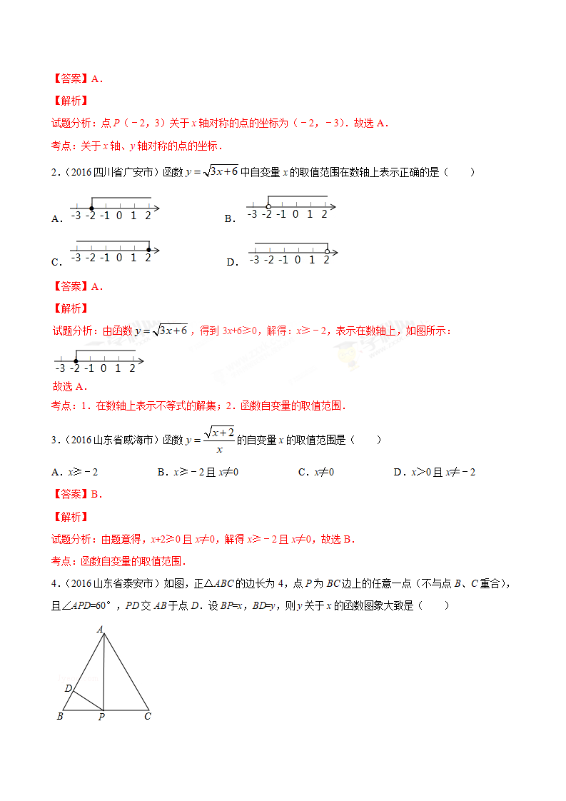 专题11 点的坐标、函数及其概念-2年中考1年模拟备战2018年中考数学精品系列（解析版）_25.png