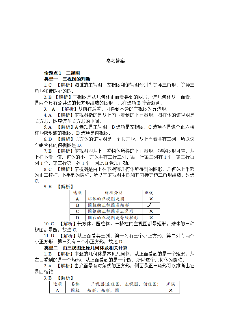 2018年人教版中考复习数学《视图、投影与尺规作图》专项检测题 （ 含答案）_06.png
