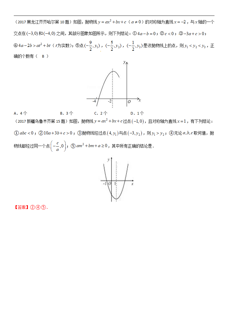 2018届中考数学复习专题题型（三）  二次函数图象与字母系数的关系_06.png