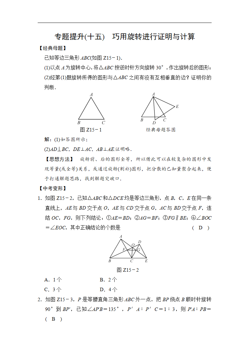 专题提升十五 巧用旋转进行证明与计算_01.png