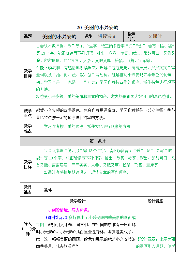 20 美丽的小兴安岭 教案_01.png