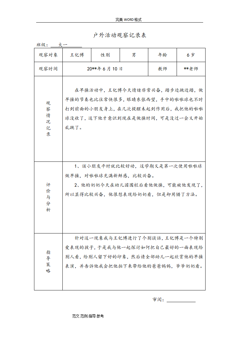 幼儿园大班户外活动观察记录（共26篇）_01.png
