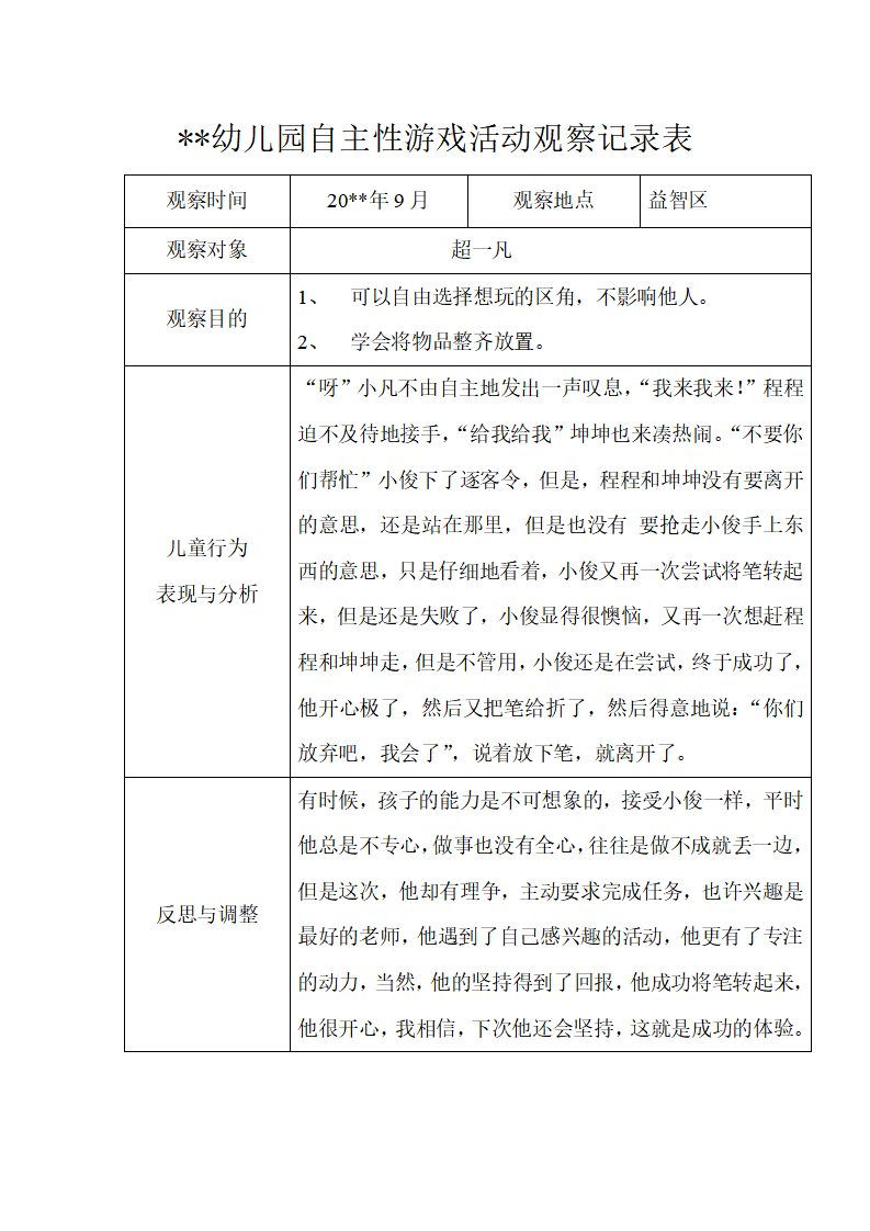 幼儿园中班自主性游戏活动观察记录（11篇）_01.png