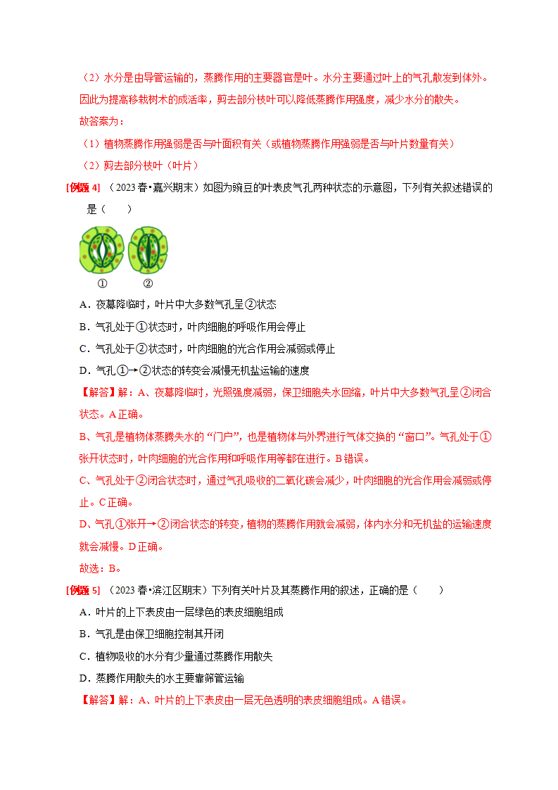 4.4-4.6 植物的茎与物质运输 植物的叶与蒸腾作用 保护土壤解析版2770_09.png