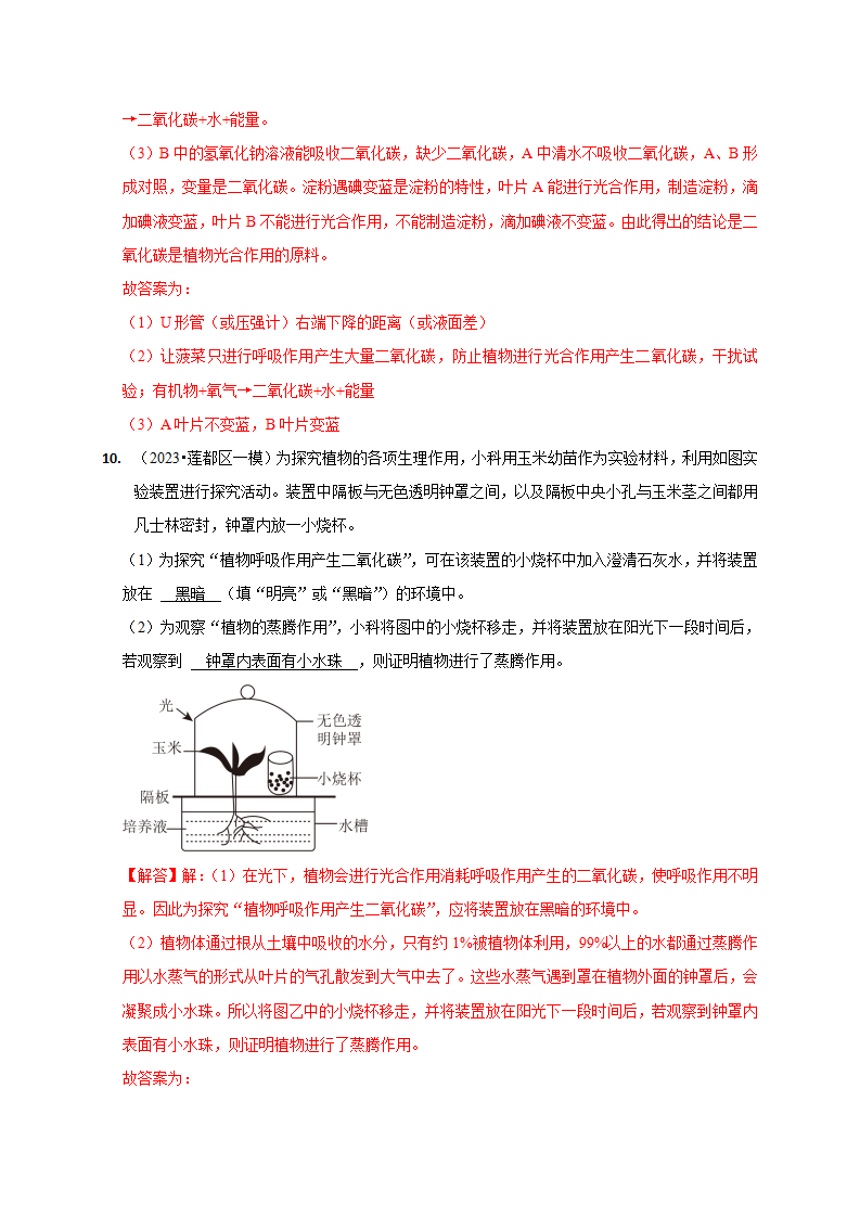 4.5植物的叶与蒸腾作用（解析版）2602_13.png