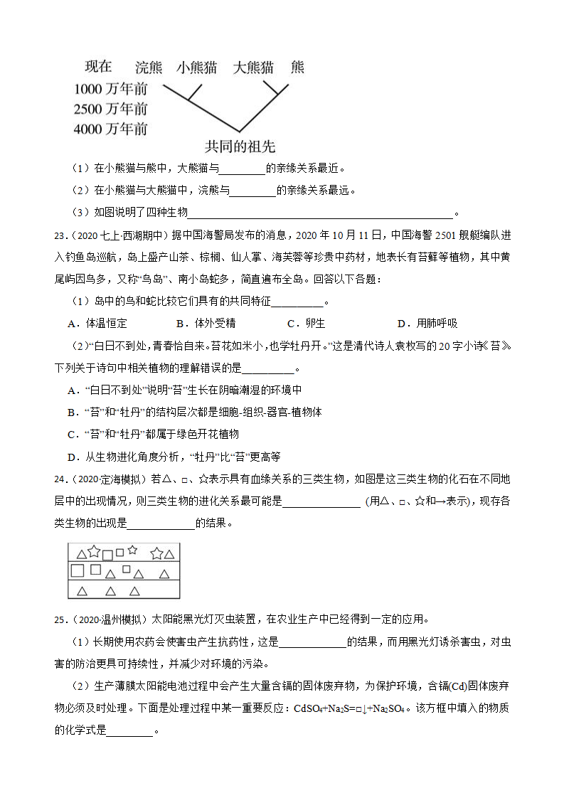 浙教版九下1.4生物的进化同步练习学生版1270_06.png
