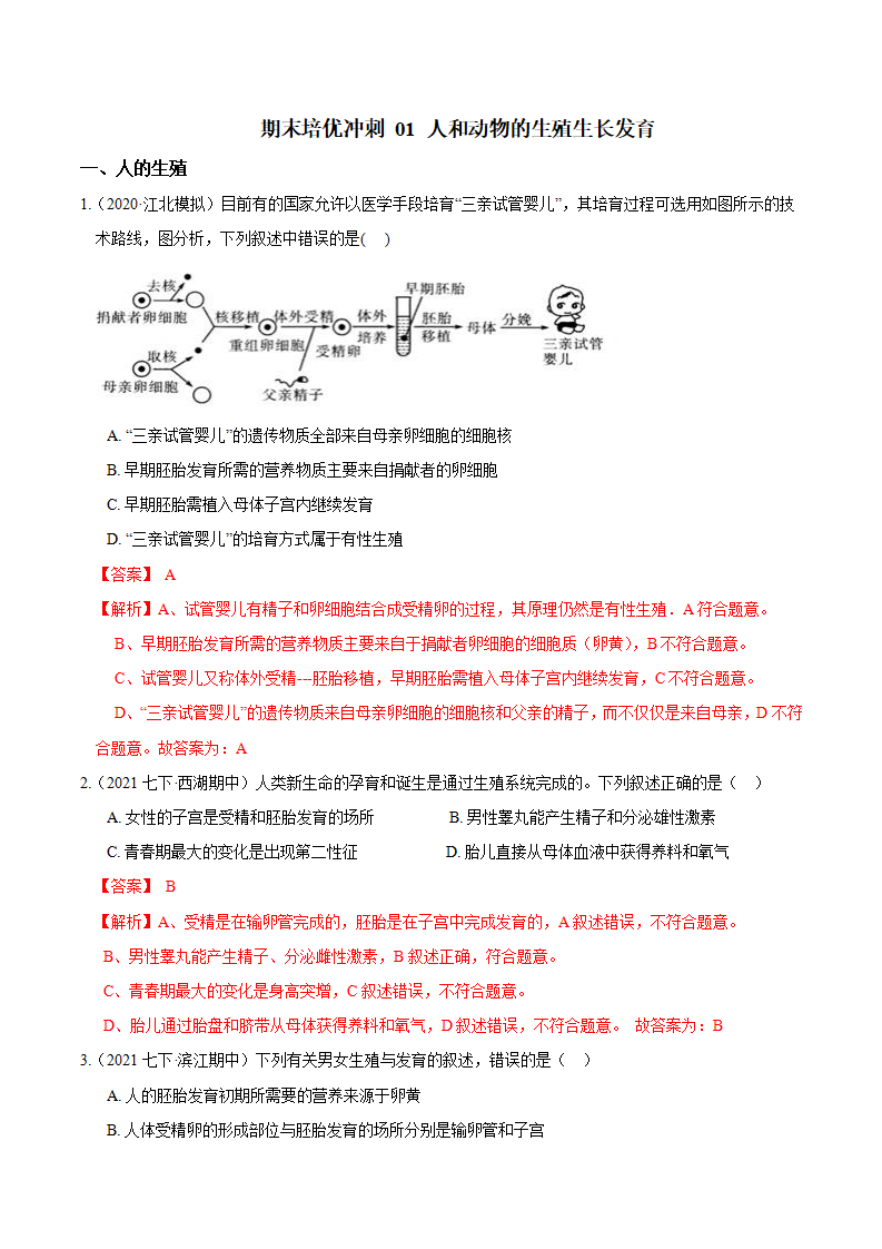 专题01 人和动物的生殖生长发育（解析版）0660_01.png