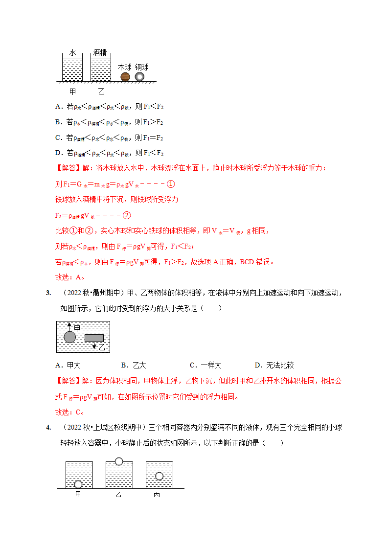 专题提升Ⅱ 浮力大小的比较和计算（解析版）3022_08.png