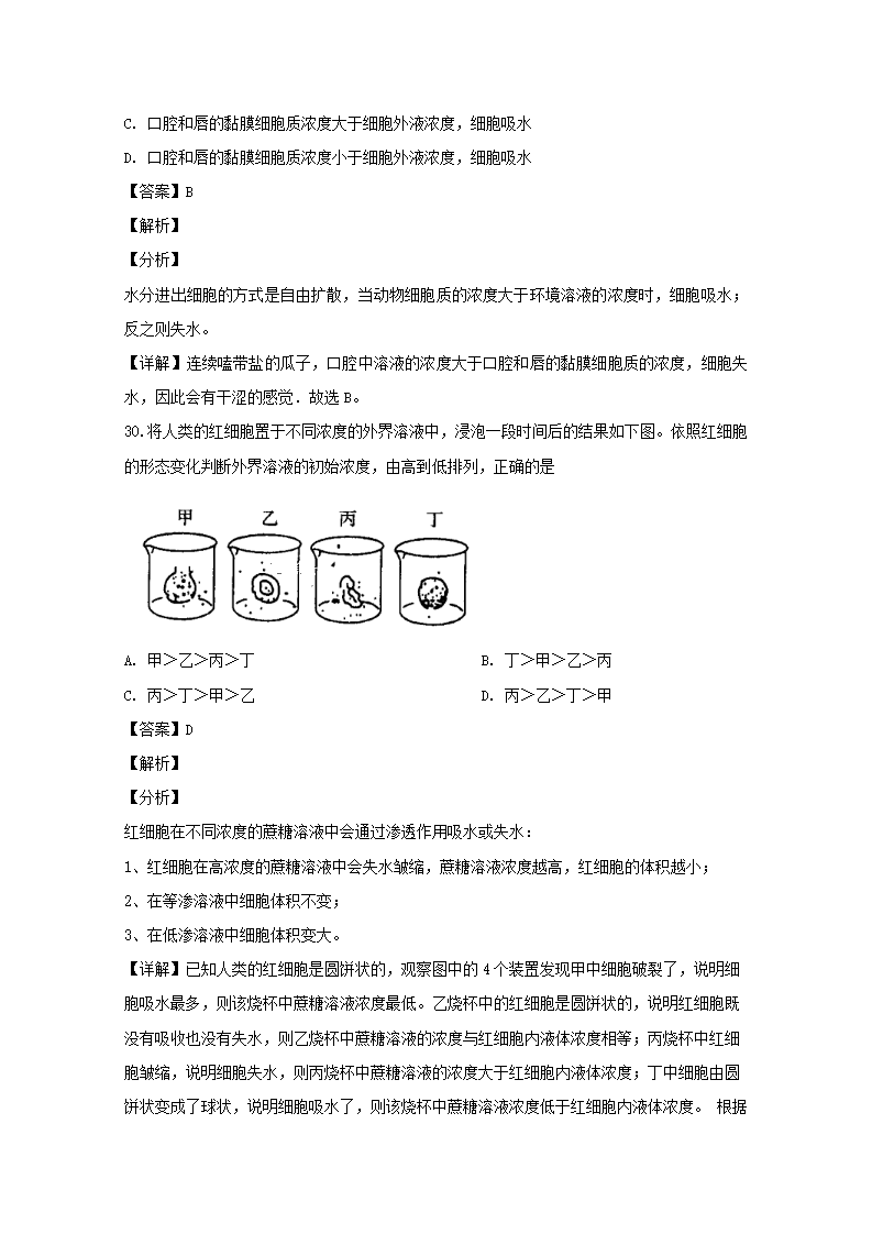 2019-2020学年辽宁省大连市高一上学期期中考试生物试题 Word版含解析_16.png