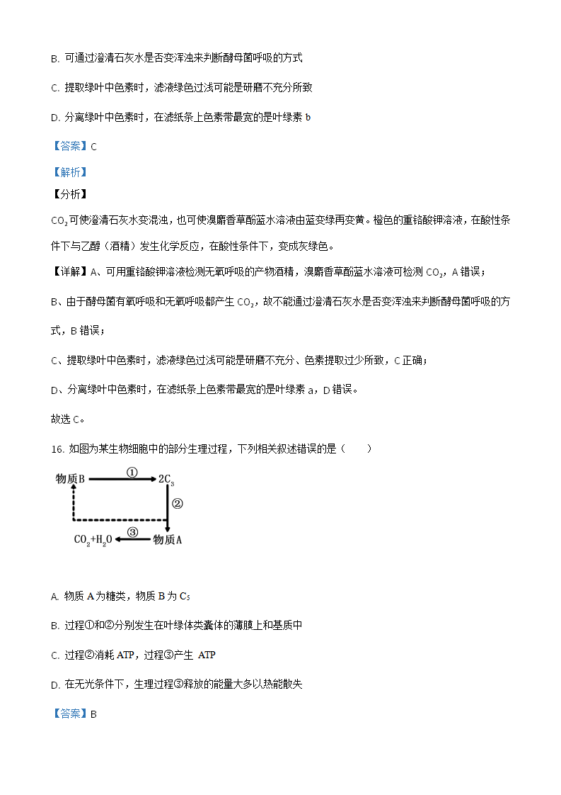 精品解析：吉林省松原市乾安县七中2020-2021学年高一上学期期末生物试题（解析版）_11.png