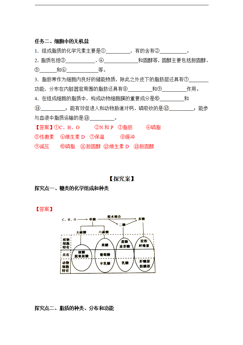 2.3 细胞中的糖类和脂质（导学案）-2020-2021学年高一上学期生物学同步精品课堂（2019人教版必修1）_02.png