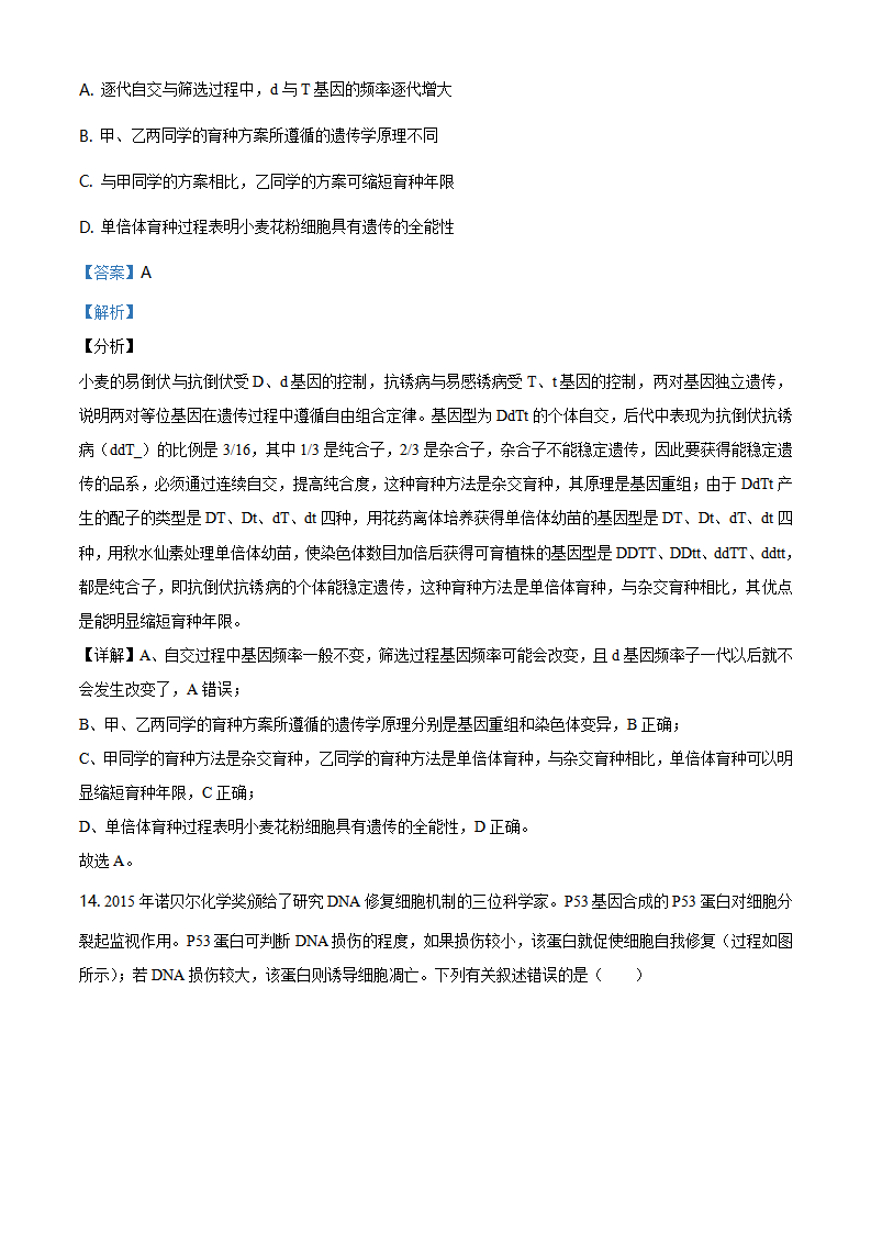 精品解析：山东省烟台市2019-2020学年高一下学期期末生物试题（解析版）_11.png