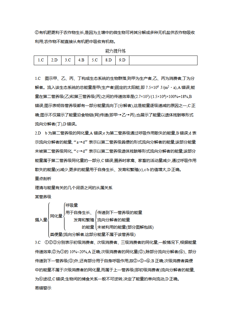 2020-2021学年生物人教版新教材选择性必修2课时素养练：第3章第2节　生态系统的能量流动_16.png