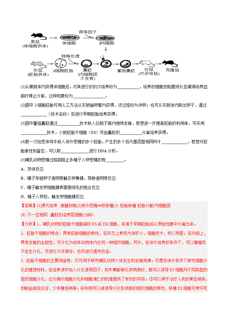 第2章第3节 胚胎工程（分层练）2022-2023学年高二生物备课无忧（人教版2019选择性必修3（解析版）_15.png