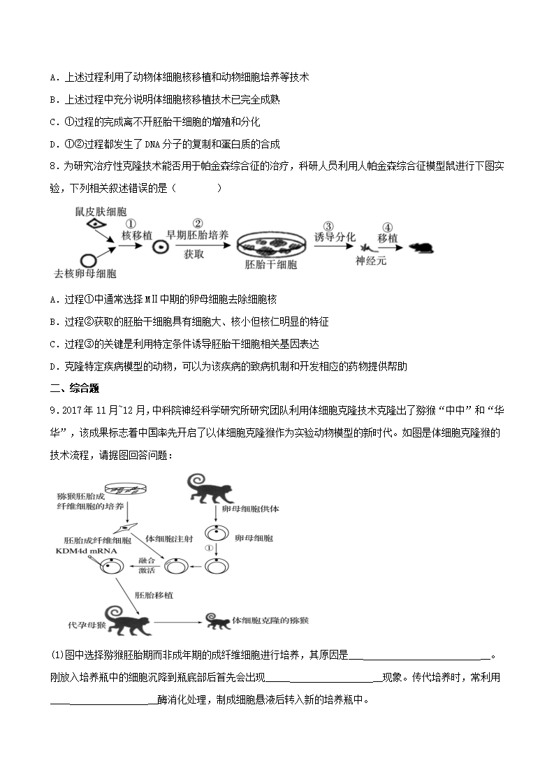 第2章第2节 动物细胞工程—动物体细胞核移植技术和克隆动物（分层练）（原卷版）_06.png