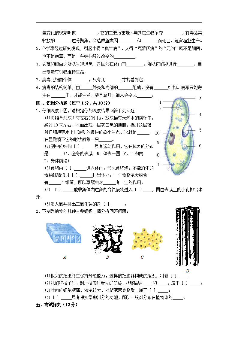（新人教版）七年级生物上册单元检测卷（3）及答案_03.png