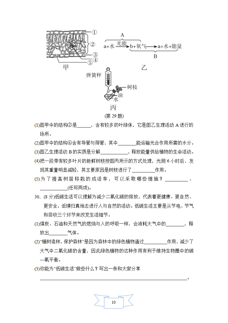 人教版七年级上册生物第一学期期末达标测试卷含答案_10.png