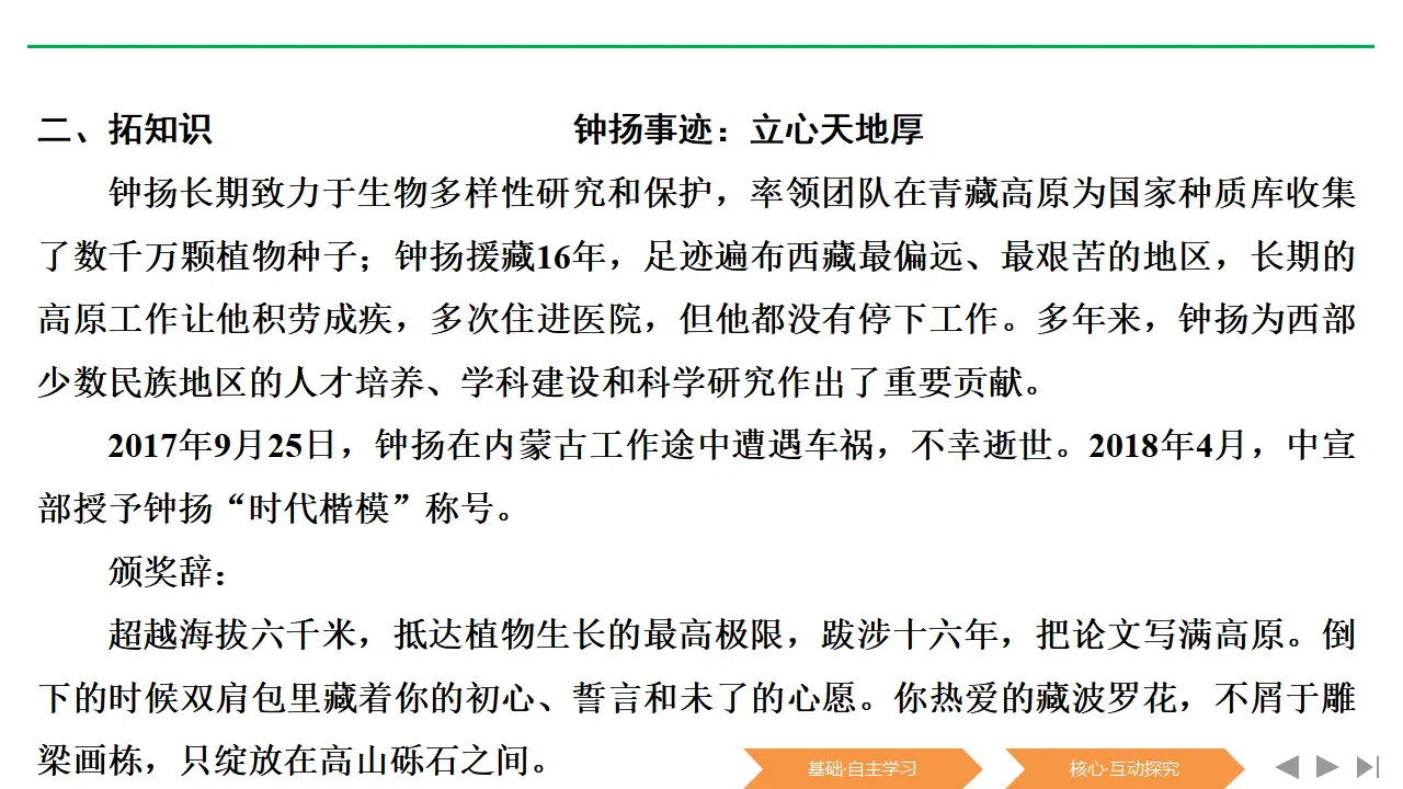 34高中语文必修1《4.3 “探界者”钟扬》优秀教学课件.ppt_04.webp