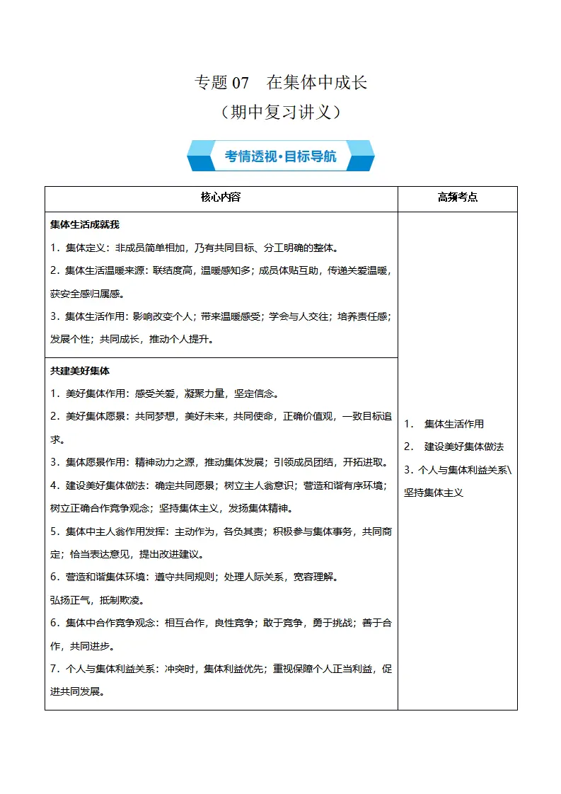 专题07 在集体中成长（期中复习讲义） 学生版_01.webp