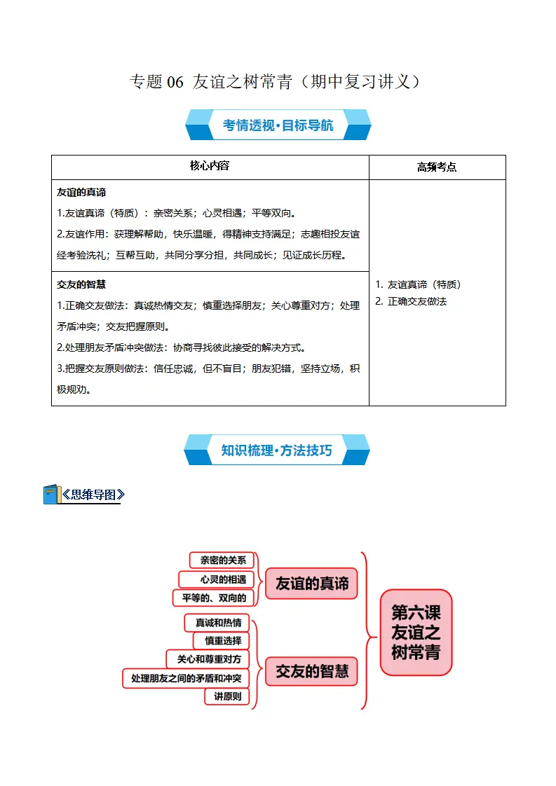 专题06 友谊之树常青（期中复习讲义） 学生版_01.webp