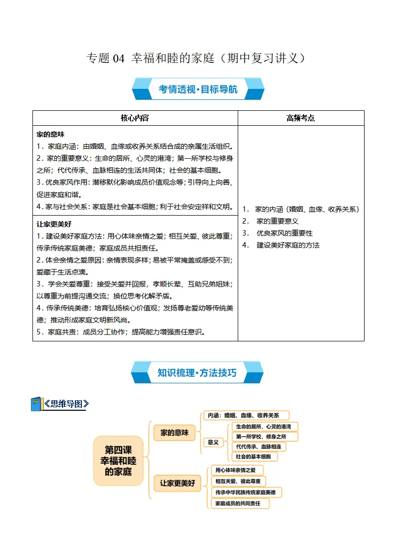 专题04 幸福和睦的家庭（期中复习讲义） 教师版_01.webp