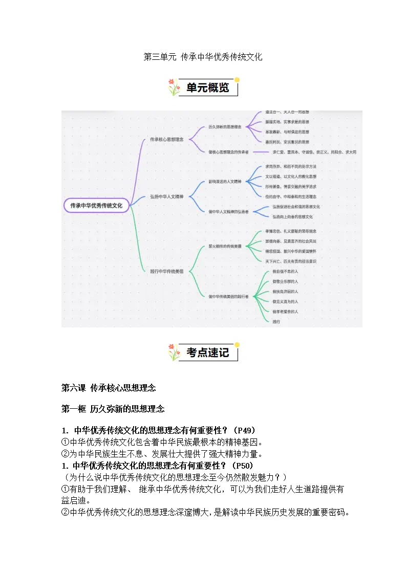 第三单元 传承中华优秀传统文化（知识清单）-（全国通用，统编版2024）_01.webp