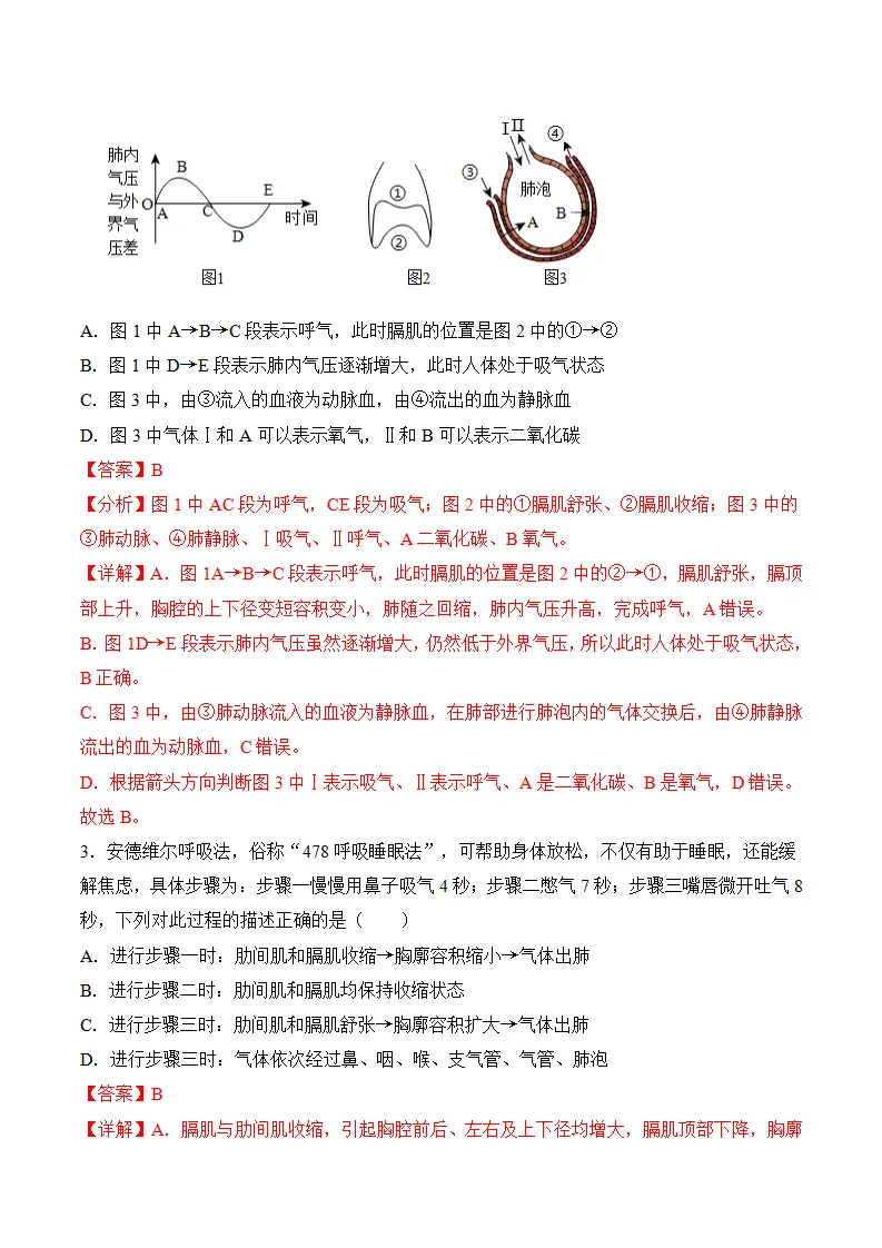 4.3.2 发生在肺内的气体交换（分层作业）（解析版）_10.webp