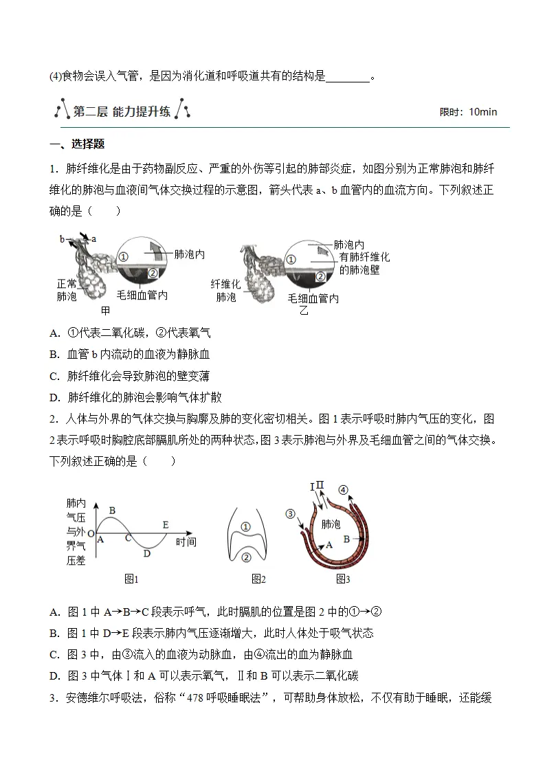 4.3.2 发生在肺内的气体交换（分层作业）（原卷版）_05.webp