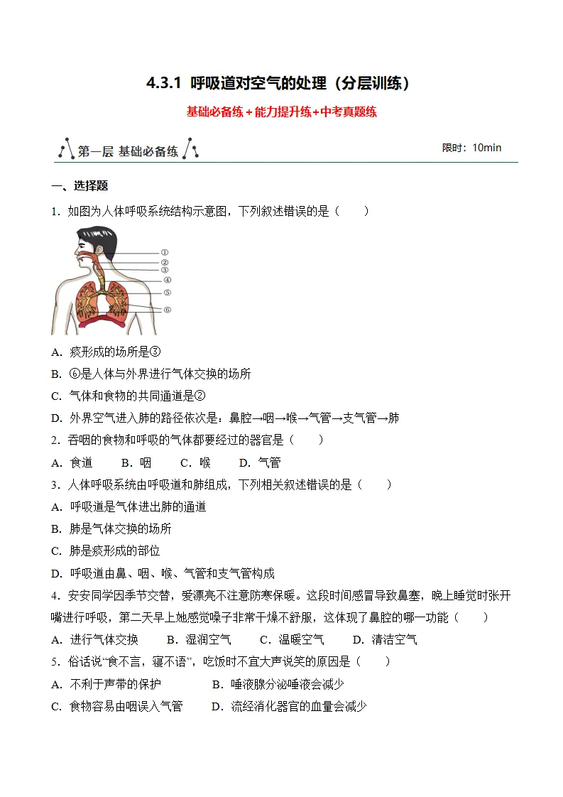 4.3.1 呼吸道对空气的处理（分层作业）（原卷版）_01.webp