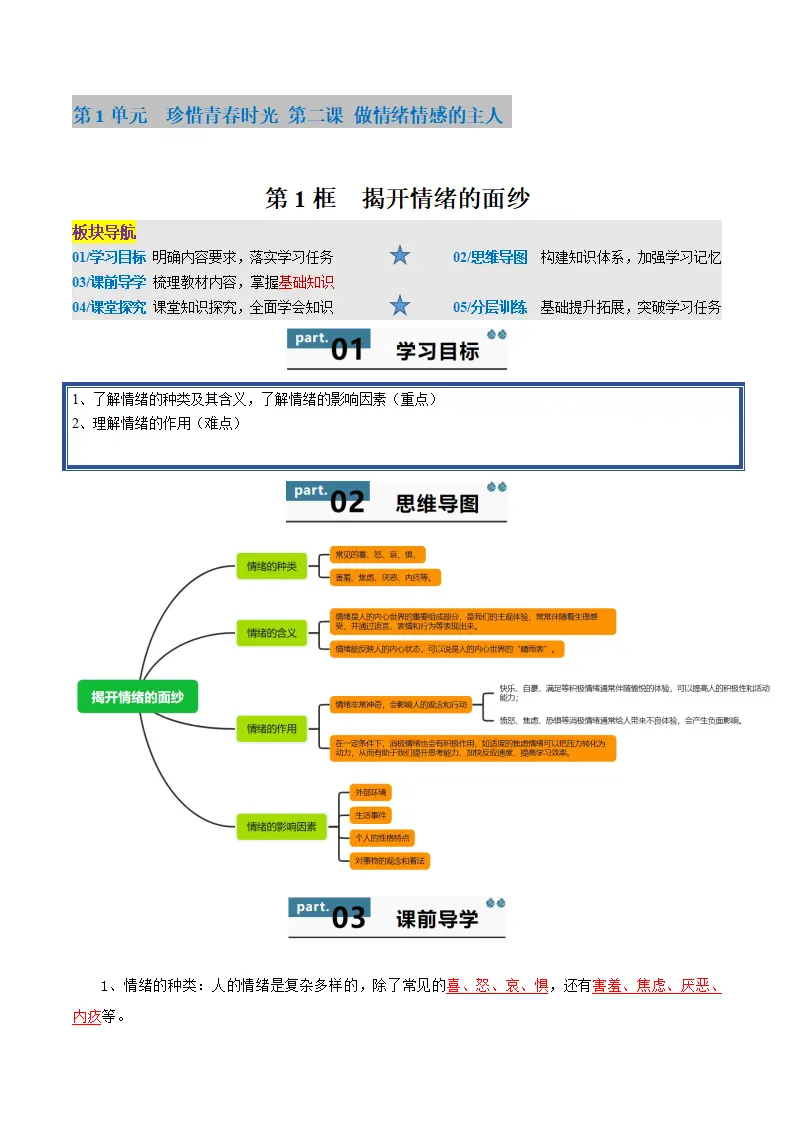 第二课 做情绪情感的主人 第1框  揭开情绪的面纱（学生版）_01.webp