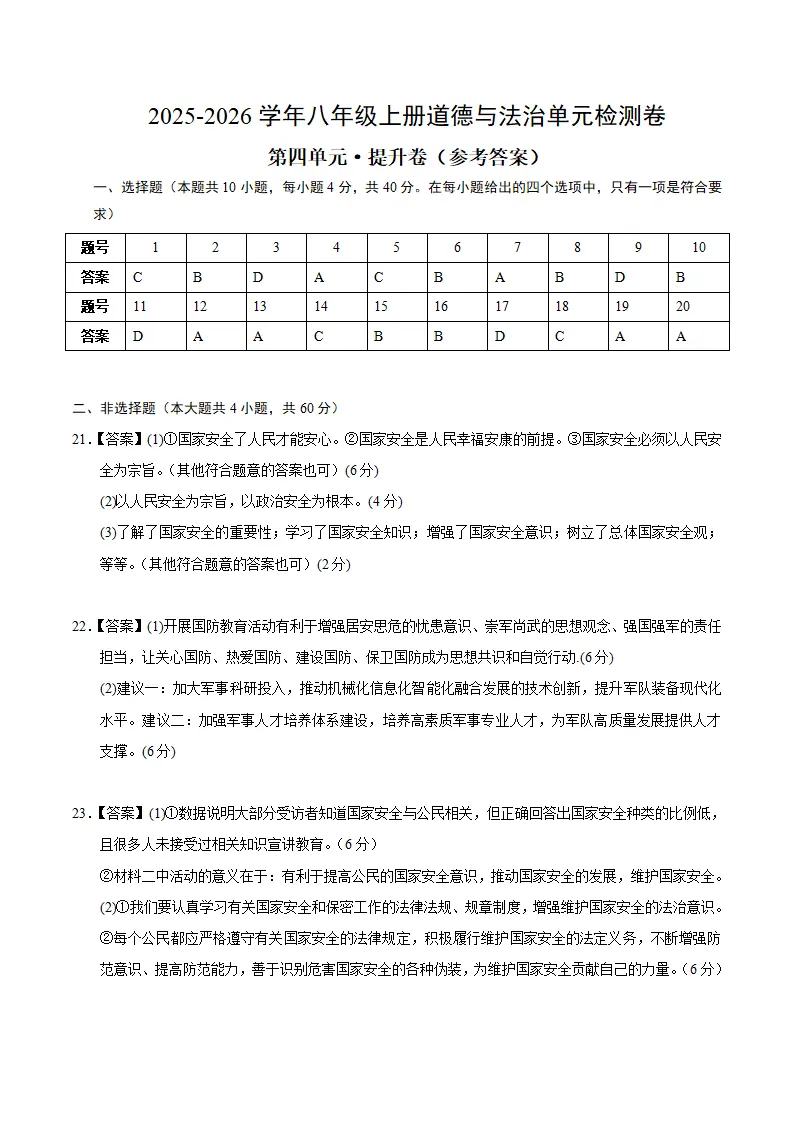 八上道德与法治第四单元测试·提升卷（答案及评分标准）_01.webp
