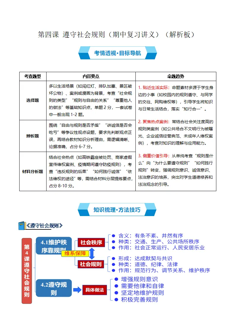 第四课 遵守社会规则（期中复习讲义） 教师版_01.webp