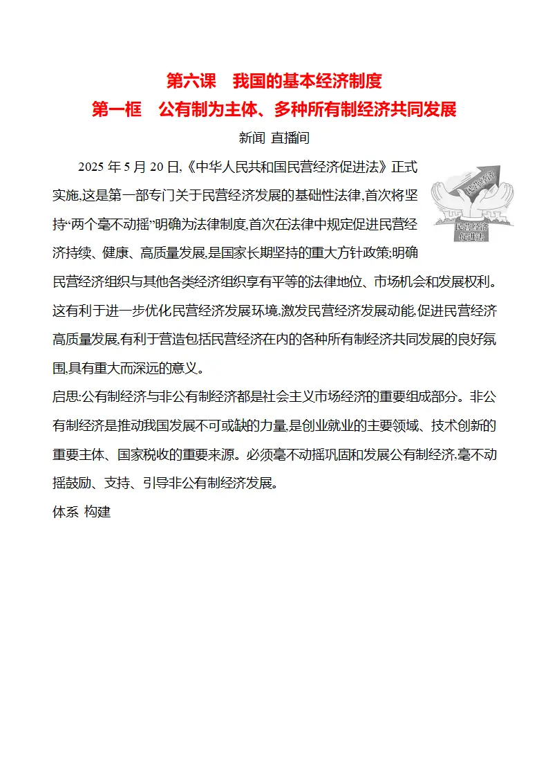 第三单元  第六课  第一框　公有制为主体、多种所有制经济共同发展 - 学生版_01.webp