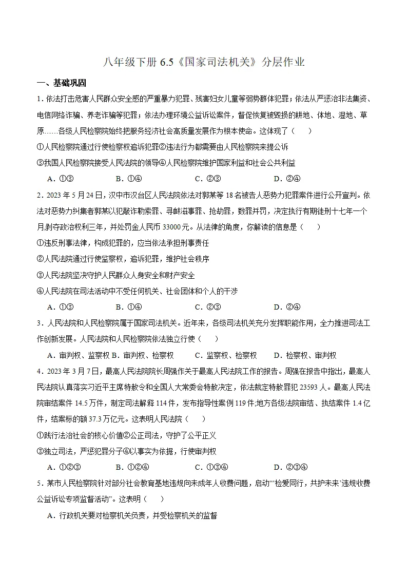 6.5 国家司法机关（分层作业）（原卷版）_01.webp