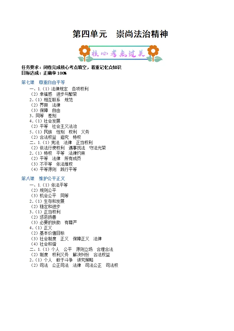 （2025版）第四单元 崇尚法治精神（考点清单）（教师版）_01.webp