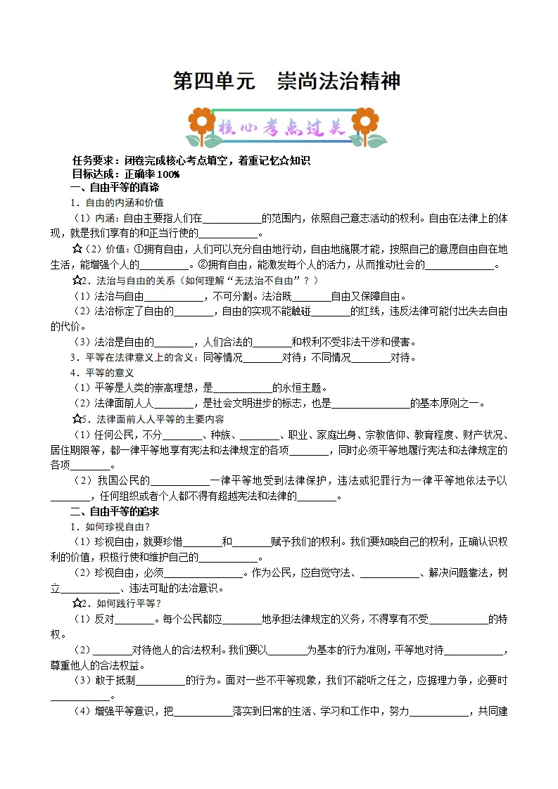 （2025版）第四单元 崇尚法治精神（考点清单）（学生版）_01.webp