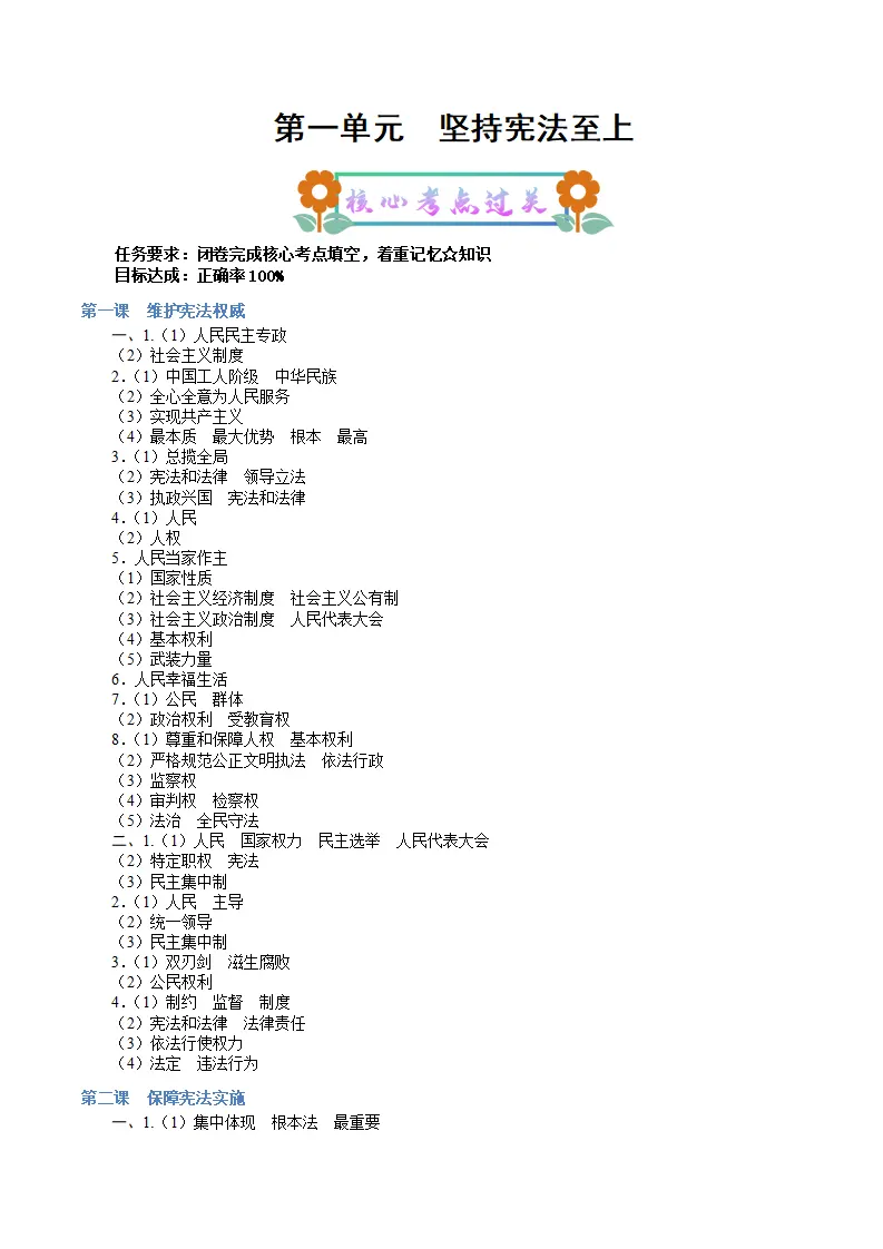 （2025版）第一单元 坚持宪法至上（考点清单）（教师版）_01.webp