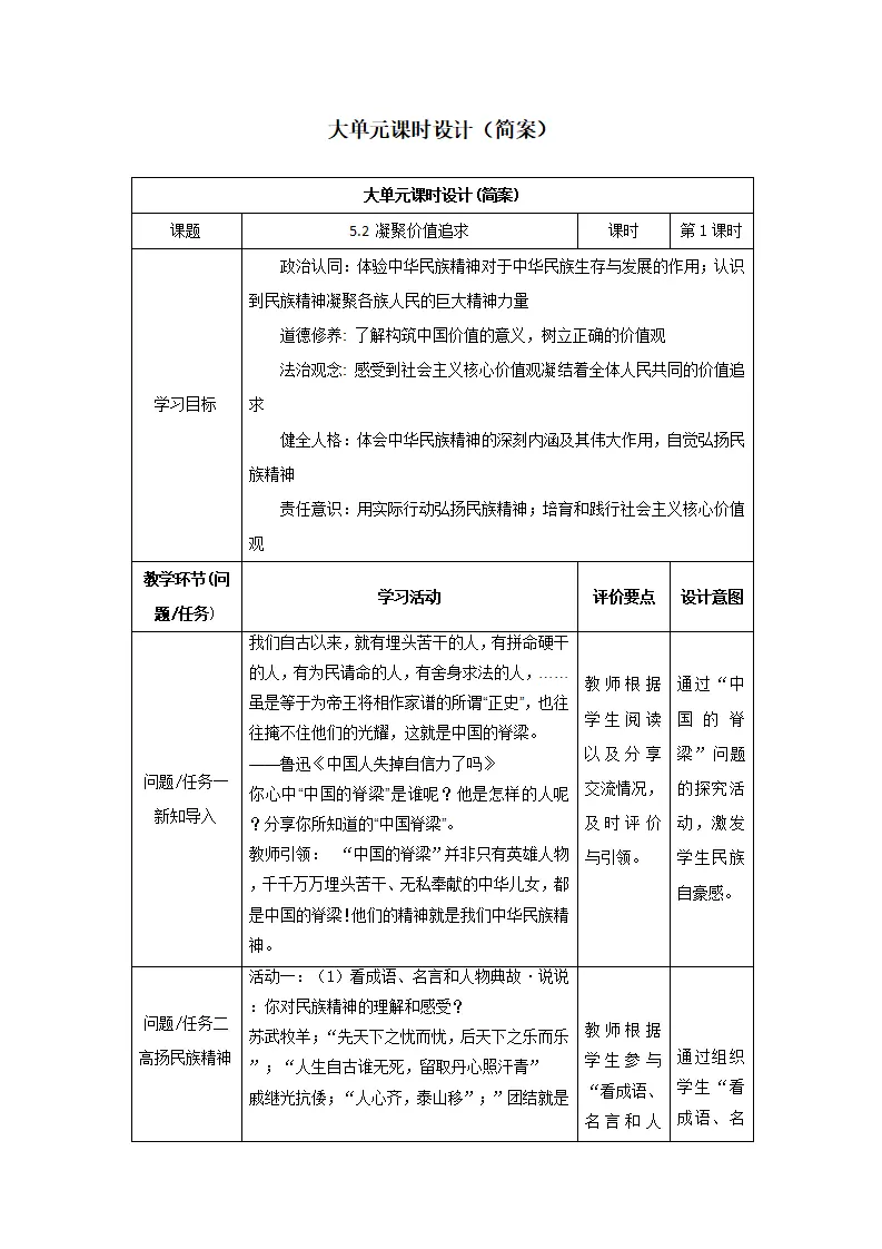 （大单元教学设计）道德与法治九上 5.2 凝聚价值追求 教案_01.webp