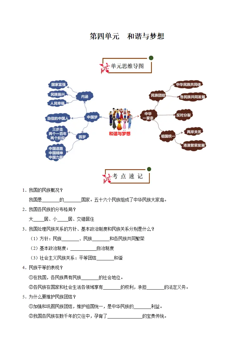 （2026版）第四单元 和谐与梦想（知识清单）_01.webp